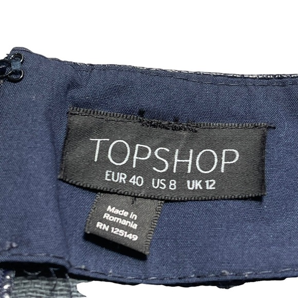 TopShop Navy Blue Crinkle Mini Skirt 8 - Picture 4 of 8